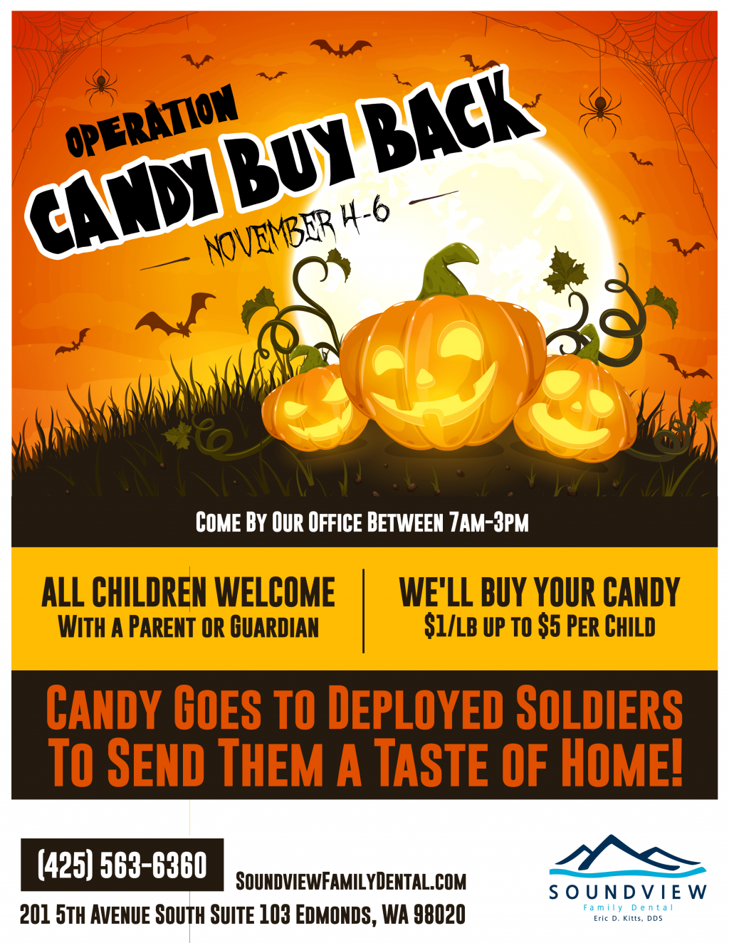 Operation Gratitude Halloween Give-Back Campaign at Soundview Family Dental in Edmonds, WA